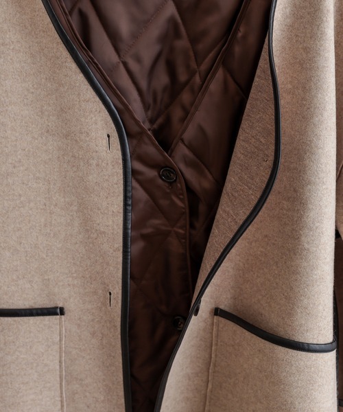 natural couture（ナチュラルクチュール）の「キルトライナー付きパイピングコート（その他アウター・レディース・モカ/ベージュ/グレイッシュベージュ・FREE）」の4枚目の写真