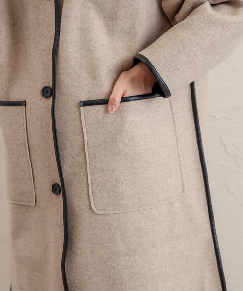 natural couture（ナチュラルクチュール）の「キルトライナー付きパイピングコート（その他アウター・レディース・モカ/ベージュ/グレイッシュベージュ・FREE）」の20枚目の写真