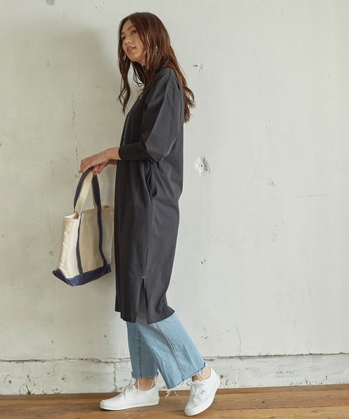 KANGOL EXTRA COMFORT(カンゴールエクストラコンフォート)の「フロントハーフジップワンピース(ワンピース・レディース・オフホワイト/サックスブルー/ブラック/チャコールグレー・L/M/LL)」の8枚目の写真