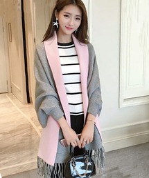 DAY CLOSET | バイカラーストール風フリンジカーディガン(ストール/ショール)