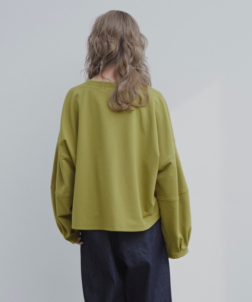 MERLOT（メルロー）の「3DスリーブワイドロンT（Tシャツ/カットソー・レディース・ホワイト/グリーン/チャコールグレー/モカ・FREE）」の9枚目の写真