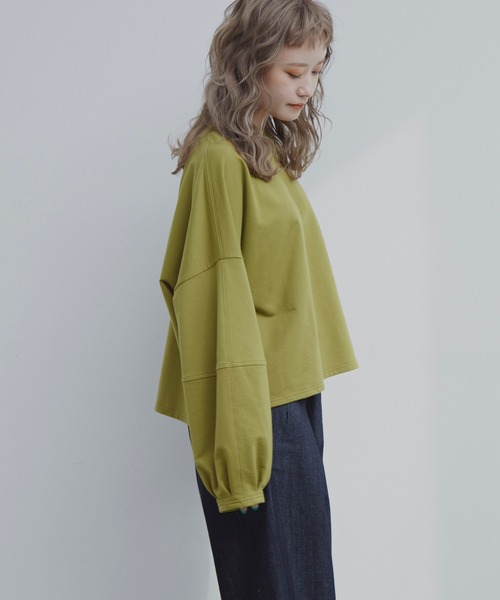 MERLOT（メルロー）の「3DスリーブワイドロンT（Tシャツ/カットソー・レディース・ホワイト/グリーン/チャコールグレー/モカ・FREE）」の13枚目の写真