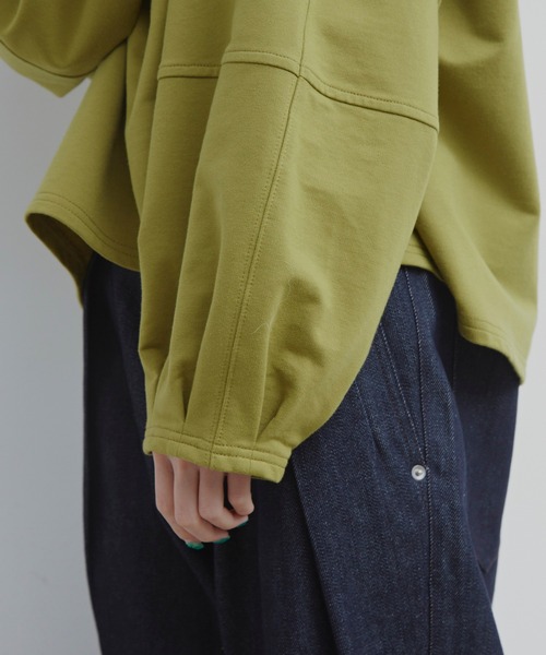 MERLOT（メルロー）の「3DスリーブワイドロンT（Tシャツ/カットソー・レディース・ホワイト/グリーン/チャコールグレー/モカ・FREE）」の7枚目の写真