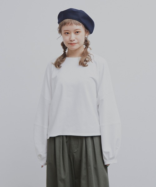 MERLOT（メルロー）の「3DスリーブワイドロンT（Tシャツ/カットソー・レディース・ホワイト/グリーン/チャコールグレー/モカ・FREE）」の10枚目の写真