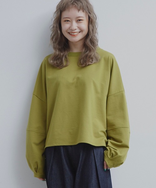 MERLOT（メルロー）の「3DスリーブワイドロンT（Tシャツ/カットソー・レディース・ホワイト/グリーン/チャコールグレー/モカ・FREE）」の15枚目の写真