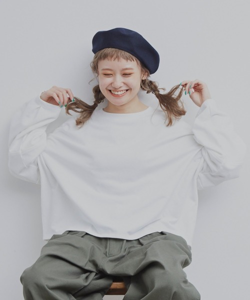 MERLOT（メルロー）の「3DスリーブワイドロンT（Tシャツ/カットソー・レディース・ホワイト/グリーン/チャコールグレー/モカ・FREE）」の16枚目の写真