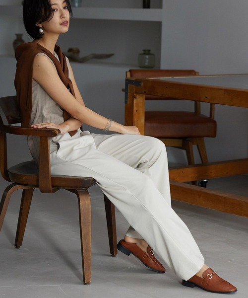 OMNES Another Edition（オムネス アナザーエディション）の「ストレッチポンチ フレアパンツ（その他パンツ・レディース・ブラック/アイボリー/ミント・FREE）」の2枚目の写真