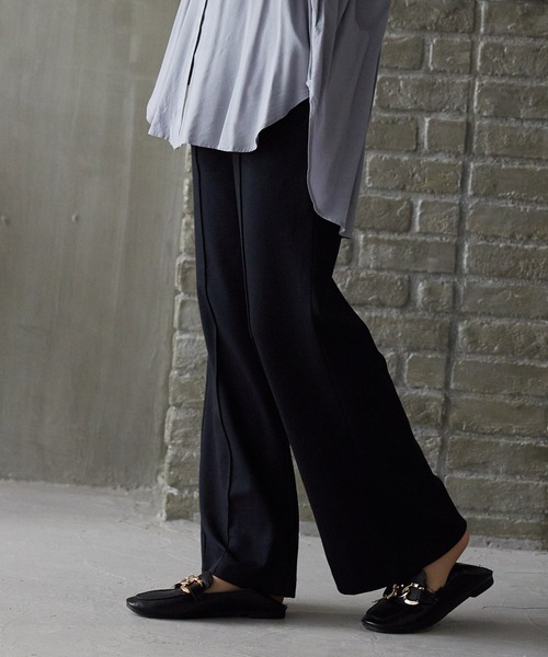 OMNES Another Edition（オムネス アナザーエディション）の「ストレッチポンチ フレアパンツ（その他パンツ・レディース・ブラック/アイボリー/ミント・FREE）」の5枚目の写真