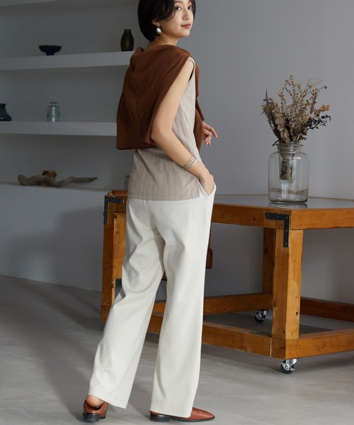 OMNES Another Edition（オムネス アナザーエディション）の「ストレッチポンチ フレアパンツ（その他パンツ・レディース・ブラック/アイボリー/ミント・FREE）」の15枚目の写真