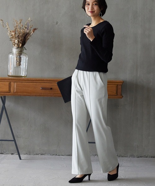 OMNES Another Edition（オムネス アナザーエディション）の「ストレッチポンチ フレアパンツ（その他パンツ・レディース・ブラック/アイボリー/ミント・FREE）」の6枚目の写真