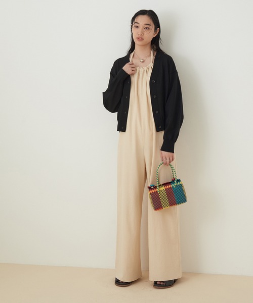 ADAM ET ROPE'(アダムエロペ)の「ポリ強撚コクーンカーディガン(カーディガン/ボレロ・レディース・ブラック/ライトグリーン/ホワイト系その他・FREE)」の4枚目の写真