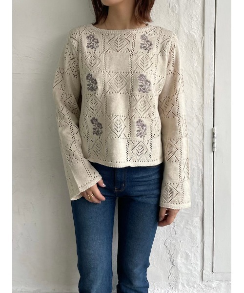 ラッフル刺繍ニットプルオーバー（ニット/セーター）｜SNIDEL