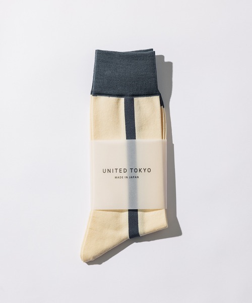UNITED TOKYO（ユナイテッドトウキョウ）の「バイカラーサイドラインソックス（ソックス/靴下・メンズ・ベージュ/ネイビー/アイボリー/バーガンディー/カーキ/ブラック・FREE）」の2枚目の写真