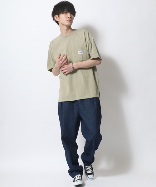 Lee（リー）の「【Lee】別注 コラボ ワークポケット ワイドシルエット ワッペンＴシャツ/無地Ｔ（Tシャツ/カットソー・メンズ・ホワイト/ブラック/ベージュ/オリーブ/ブルー・S/M/L/XL）」の18枚目の写真