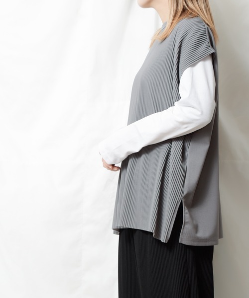 Bling Leads（ブリングリーズ）の「《Bling leads》プリーツ　オーバーベスト（ベスト・メンズ・ブラック/グレイッシュベージュ/グレー/グレイッシュブルー・LARGE/MEDIUM）」の15枚目の写真