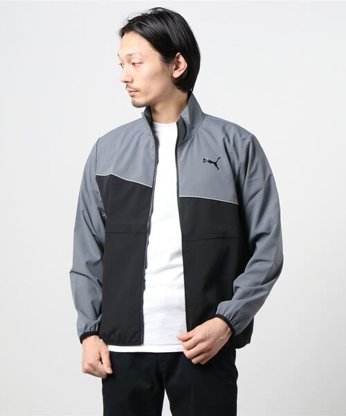 PUMA（プーマ）の「プーマ PUMA ノンラインド ウーブン ジャケット（その他アウター・メンズ・ブラック×グレー/ホワイト×ブラック・L/3L/S/M/LL）」の2枚目の写真