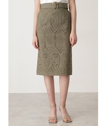 ◆ベルト付きコットンレーススカート