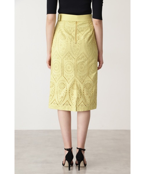 PINKY&DIANNE（ピンキーアンドダイアン）の「◆ベルト付きコットンレーススカート（スカート・レディース・カーキ/イエロー・38/36）」の4枚目の写真