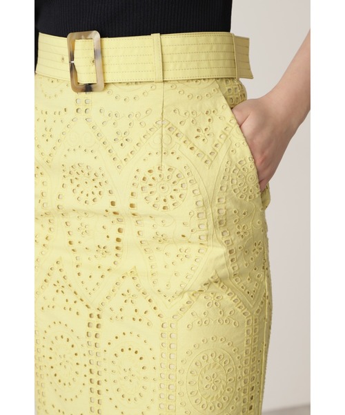 PINKY&DIANNE（ピンキーアンドダイアン）の「◆ベルト付きコットンレーススカート（スカート・レディース・カーキ/イエロー・38/36）」の5枚目の写真