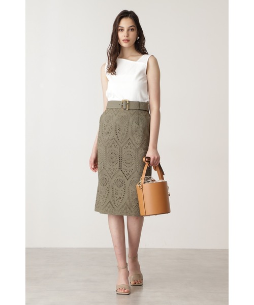 PINKY&DIANNE（ピンキーアンドダイアン）の「◆ベルト付きコットンレーススカート（スカート・レディース・カーキ/イエロー・38/36）」の13枚目の写真