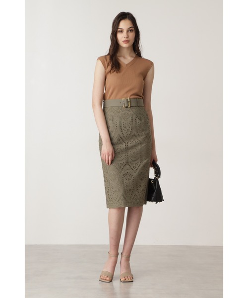 PINKY&DIANNE（ピンキーアンドダイアン）の「◆ベルト付きコットンレーススカート（スカート・レディース・カーキ/イエロー・38/36）」の15枚目の写真