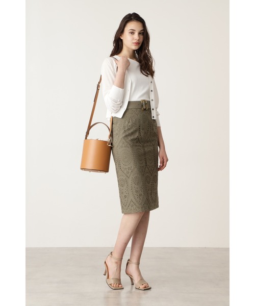 PINKY&DIANNE（ピンキーアンドダイアン）の「◆ベルト付きコットンレーススカート（スカート・レディース・カーキ/イエロー・38/36）」の16枚目の写真