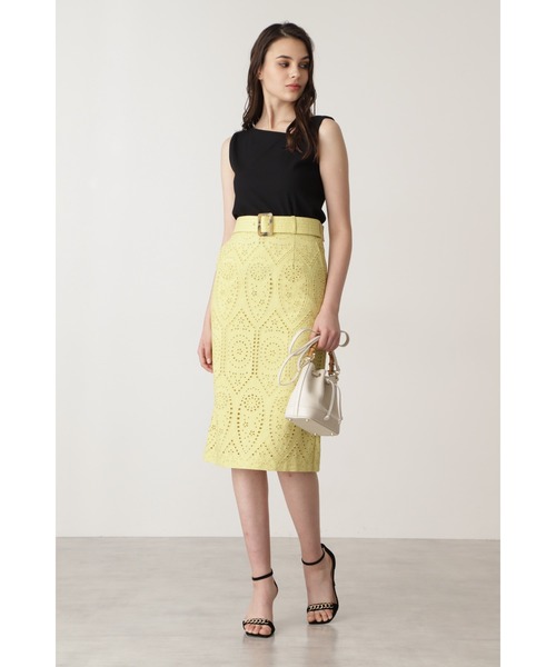 PINKY&DIANNE（ピンキーアンドダイアン）の「◆ベルト付きコットンレーススカート（スカート・レディース・カーキ/イエロー・38/36）」の18枚目の写真