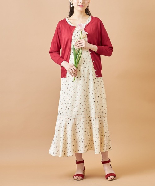 tocco closet(トッコ クローゼット)の「クリアビジューボタン七分袖カーディガン(カーディガン/ボレロ・レディース・ネイビー/レッド/オフホワイト/ブルーグリーン・M)」の17枚目の写真