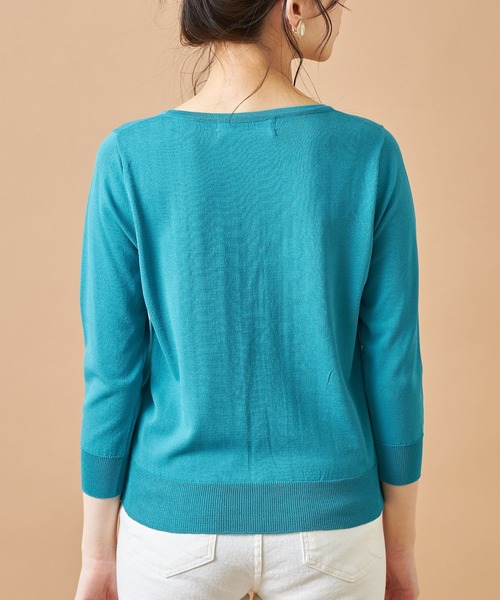 tocco closet(トッコ クローゼット)の「クリアビジューボタン七分袖カーディガン(カーディガン/ボレロ・レディース・ネイビー/レッド/オフホワイト/ブルーグリーン・M)」の20枚目の写真