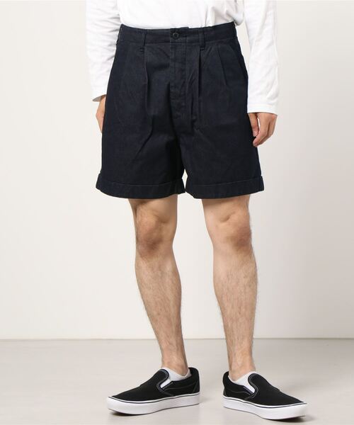 TEXTURE WE MADE(テクスチャーウィーメイド)の「WIDE TUCK SHORTS:ワイドタックショーツ(その他パンツ・メンズ・インディゴブルー・28inch/32inch/30inch)」の1枚目の写真