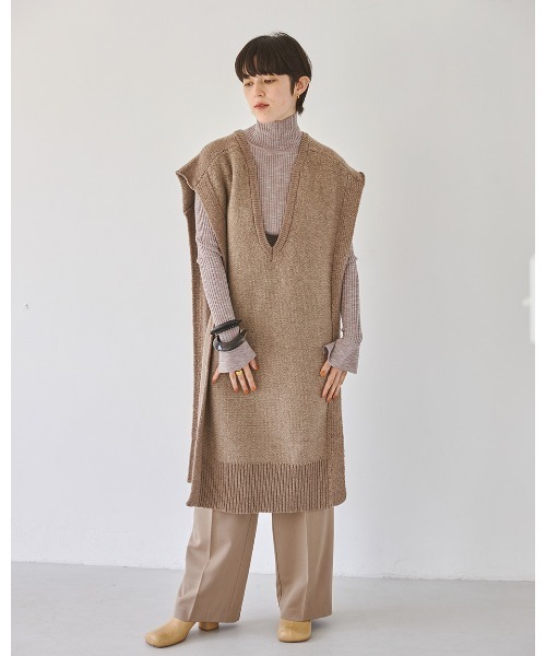 TODAYFUL（トゥデイフル）の「キーネックニットベスト（ベスト・レディース・アイボリー/モカ・FREE）」の9枚目の写真