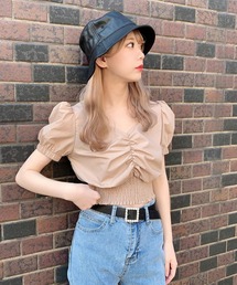 【Voyage titty&Co.】ギャザーシャーリングトップス