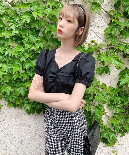 Voyage titty&Co.PETIT（ボヤージュティティアンドコープチ）の「【Voyage titty&Co.】ギャザーシャーリングトップス（シャツ/ブラウス・レディース・モカ/ブラック・FREE）」の8枚目の写真