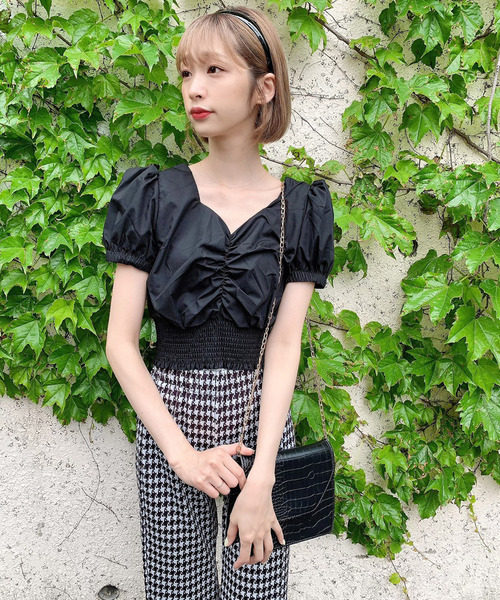 Voyage titty&Co.PETIT（ボヤージュティティアンドコープチ）の「【Voyage titty&Co.】ギャザーシャーリングトップス（シャツ/ブラウス・レディース・モカ/ブラック・FREE）」の9枚目の写真