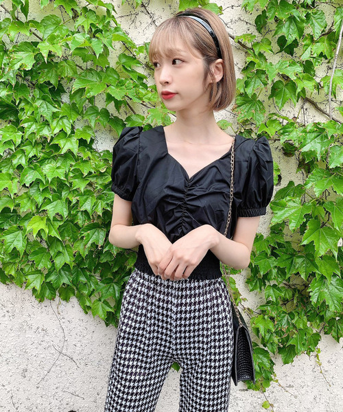 Voyage titty&Co.PETIT（ボヤージュティティアンドコープチ）の「【Voyage titty&Co.】ギャザーシャーリングトップス（シャツ/ブラウス・レディース・モカ/ブラック・FREE）」の10枚目の写真