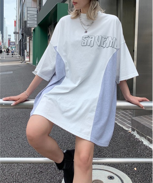 RASVOA（ラスボア）の「リメイク風切替ワンピース（ワンピース・レディース・オフホワイト/ブラック/ブルー・FREE）」の2枚目の写真