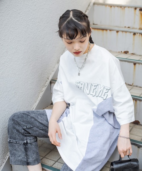 RASVOA（ラスボア）の「リメイク風切替ワンピース（ワンピース・レディース・オフホワイト/ブラック/ブルー・FREE）」の4枚目の写真