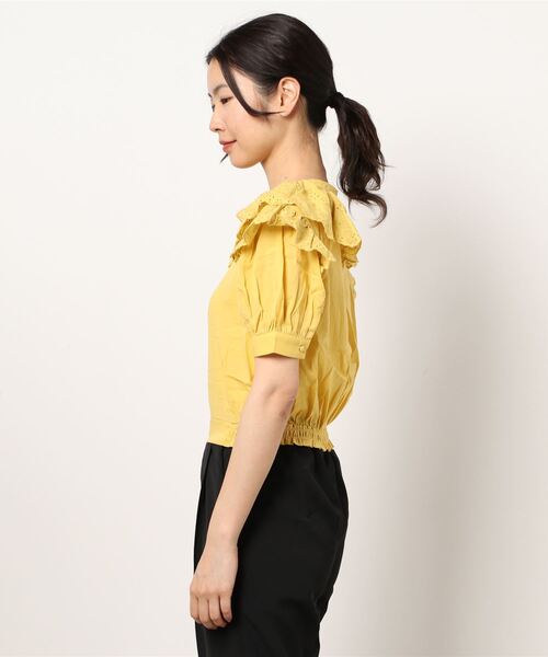 FREE'S MART（フリーズマート）の「スカラレース使いセーラーカラー半袖ブラウス（シャツ/ブラウス・レディース・ブラック/イエロー/ホワイト・FREE）」の9枚目の写真