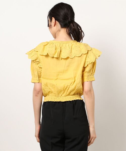 FREE'S MART（フリーズマート）の「スカラレース使いセーラーカラー半袖ブラウス（シャツ/ブラウス・レディース・ブラック/イエロー/ホワイト・FREE）」の10枚目の写真