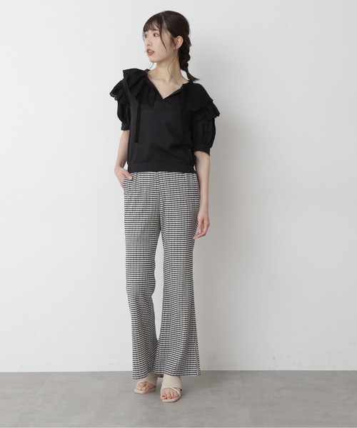 FREE'S MART（フリーズマート）の「スカラレース使いセーラーカラー半袖ブラウス（シャツ/ブラウス・レディース・ブラック/イエロー/ホワイト・FREE）」の8枚目の写真