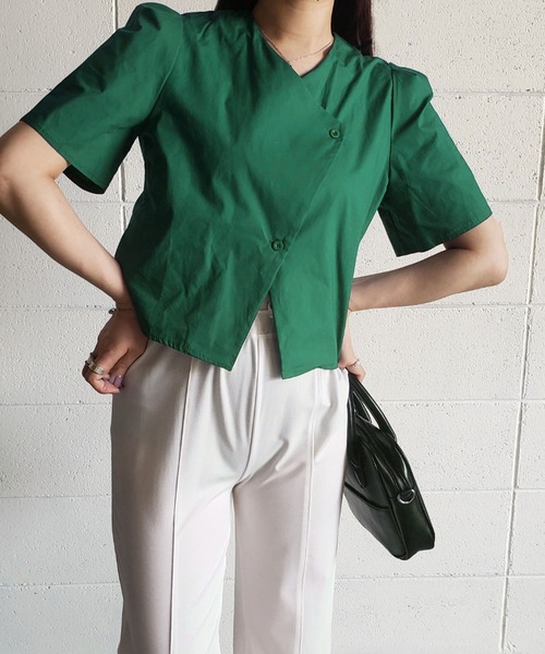 me+em select（ミームセレクト）の「ボックスカラーパフブラウス（シャツ/ブラウス・レディース・オレンジ/ライトブルー/ダークブルー/グリーン/ホワイト・FREE）」の21枚目の写真