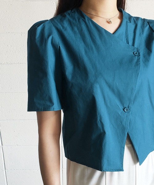 me+em select（ミームセレクト）の「ボックスカラーパフブラウス（シャツ/ブラウス・レディース・オレンジ/ライトブルー/ダークブルー/グリーン/ホワイト・FREE）」の15枚目の写真