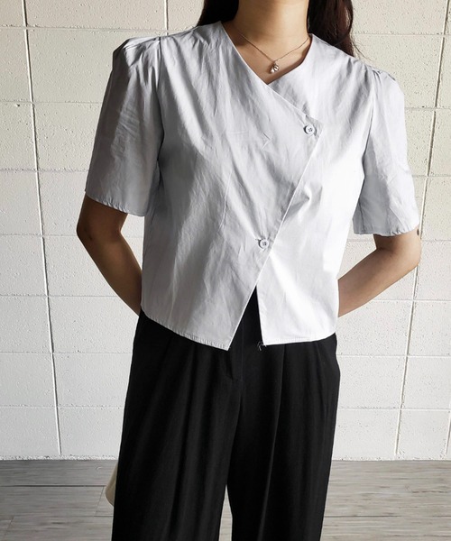 me+em select（ミームセレクト）の「ボックスカラーパフブラウス（シャツ/ブラウス・レディース・オレンジ/ライトブルー/ダークブルー/グリーン/ホワイト・FREE）」の7枚目の写真