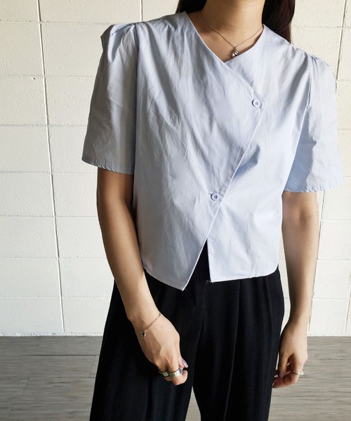 me+em select（ミームセレクト）の「ボックスカラーパフブラウス（シャツ/ブラウス・レディース・オレンジ/ライトブルー/ダークブルー/グリーン/ホワイト・FREE）」の11枚目の写真