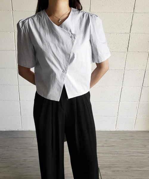 me+em select（ミームセレクト）の「ボックスカラーパフブラウス（シャツ/ブラウス・レディース・オレンジ/ライトブルー/ダークブルー/グリーン/ホワイト・FREE）」の10枚目の写真