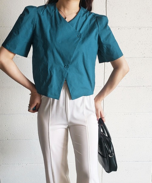 me+em select（ミームセレクト）の「ボックスカラーパフブラウス（シャツ/ブラウス・レディース・オレンジ/ライトブルー/ダークブルー/グリーン/ホワイト・FREE）」の16枚目の写真