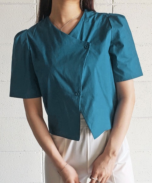 me+em select（ミームセレクト）の「ボックスカラーパフブラウス（シャツ/ブラウス・レディース・オレンジ/ライトブルー/ダークブルー/グリーン/ホワイト・FREE）」の14枚目の写真