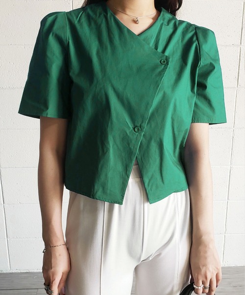 me+em select（ミームセレクト）の「ボックスカラーパフブラウス（シャツ/ブラウス・レディース・オレンジ/ライトブルー/ダークブルー/グリーン/ホワイト・FREE）」の20枚目の写真