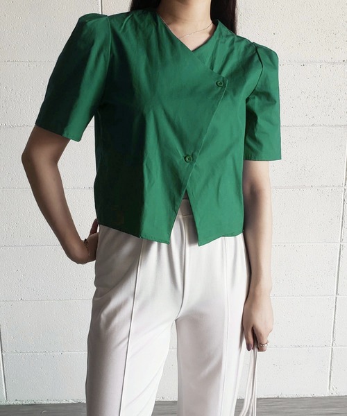 me+em select（ミームセレクト）の「ボックスカラーパフブラウス（シャツ/ブラウス・レディース・オレンジ/ライトブルー/ダークブルー/グリーン/ホワイト・FREE）」の22枚目の写真