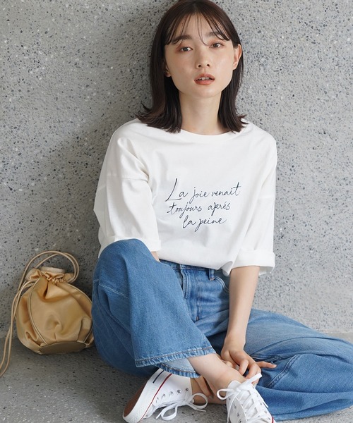 AMERICAN HOLIC（アメリカンホリック）の「サイドスリットロゴカットプルオーバー（Tシャツ/カットソー・レディース・ホワイト/ブラック/オフホワイト・M/L）」の3枚目の写真